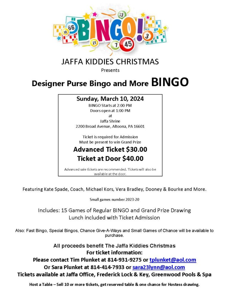 BINGO Kiddies Christmas Party Jaffa Shriners